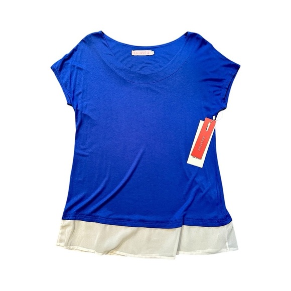 JOLLY CHIC, NWT, ROYAL BLUE & WHITE, COLOR BLOCK TUNIC. SIZE XXL - Picture 1 of 3